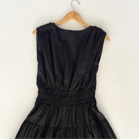 H&M Black Smocked Waist V Neck Sleeveless Midi Dress - Picture 10 of 11